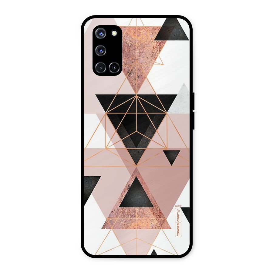 Abstract Rose Gold Triangles Metal Back Case for Oppo A52