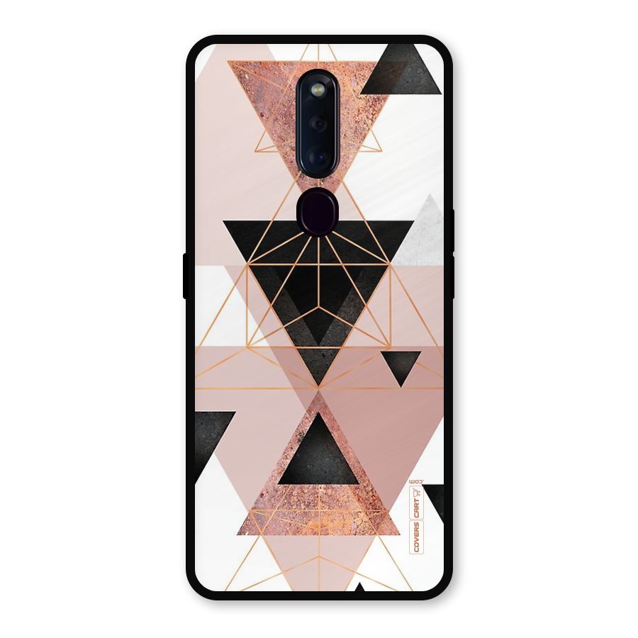 Abstract Rose Gold Triangles Metal Back Case for Oppo F11 Pro