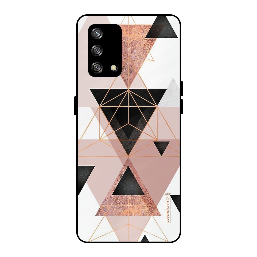 Abstract Rose Gold Triangles Metal Back Case for Oppo F19