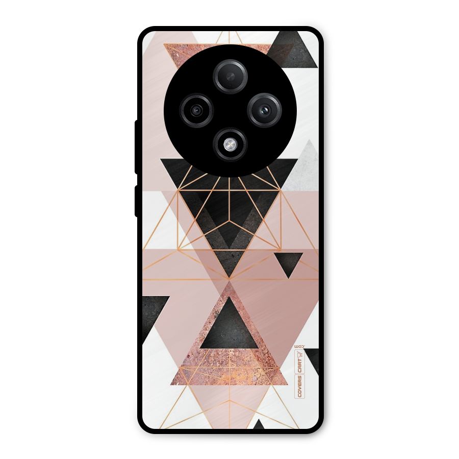 Abstract Rose Gold Triangles Metal Back Case for Oppo F27 Pro Plus