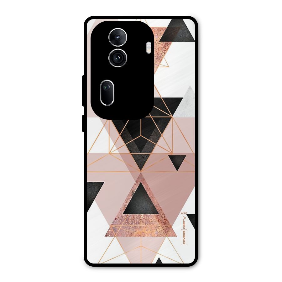 Abstract Rose Gold Triangles Metal Back Case for Oppo Reno11 Pro 5G