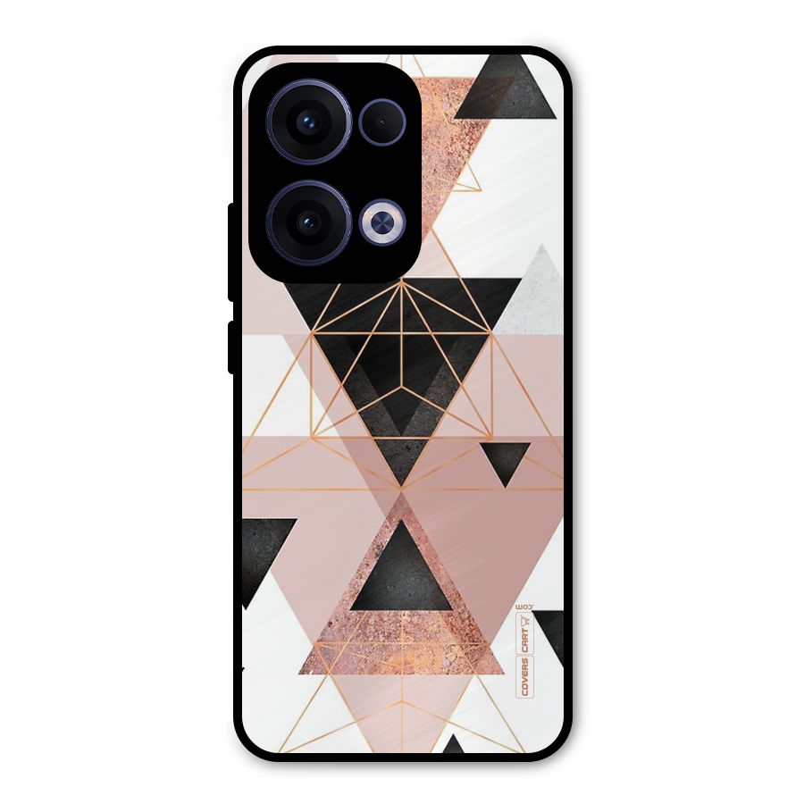 Abstract Rose Gold Triangles Metal Back Case for Oppo Reno13