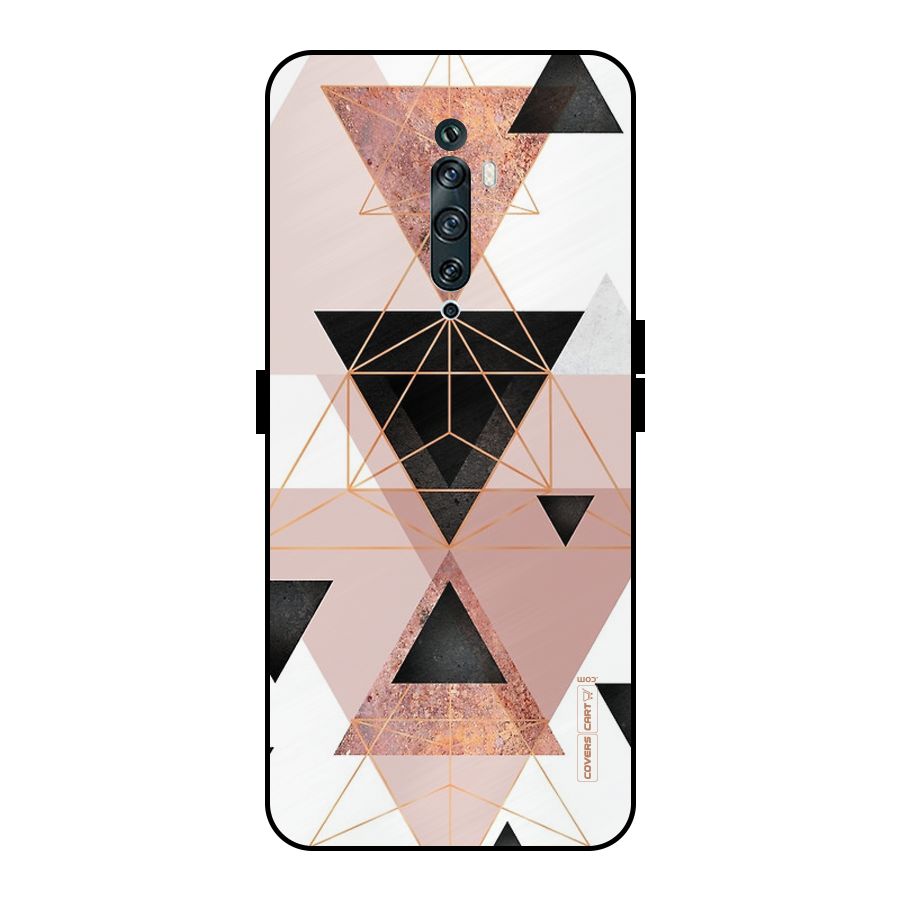 Abstract Rose Gold Triangles Metal Back Case for Oppo Reno2 F
