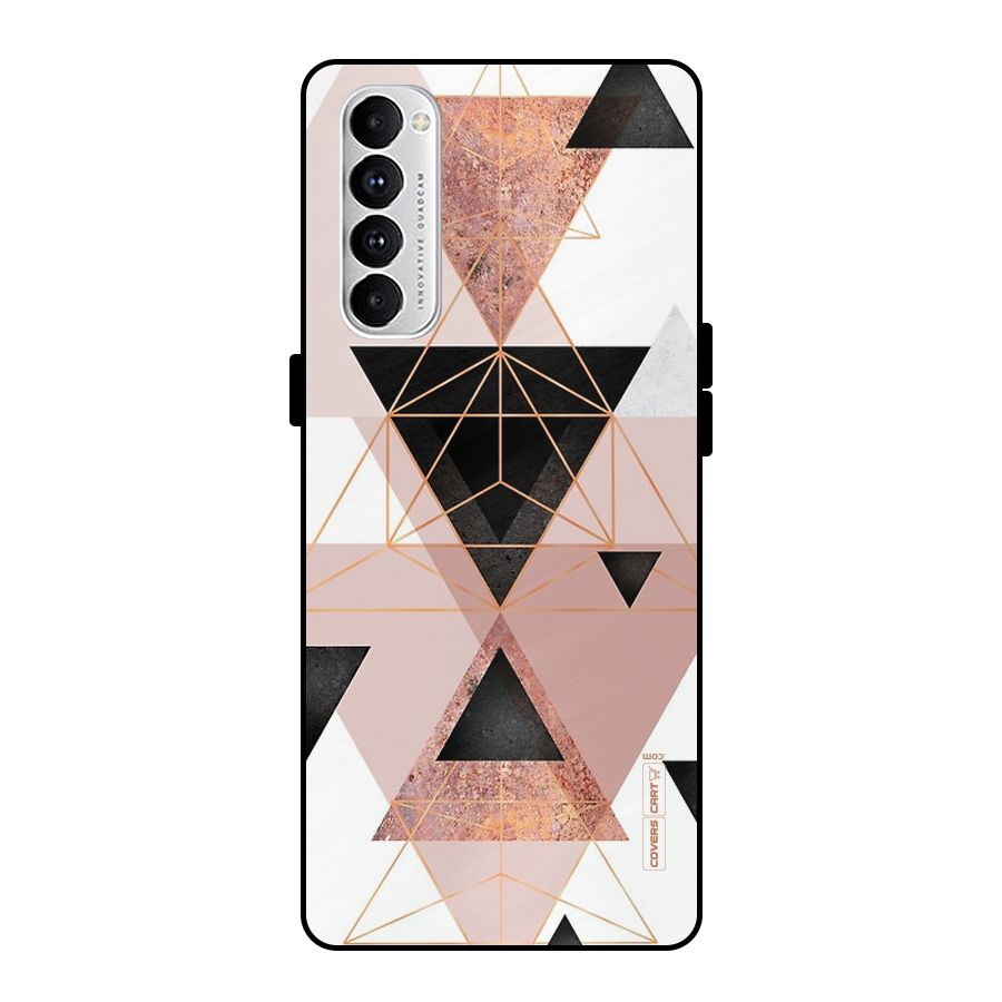 Abstract Rose Gold Triangles Metal Back Case for Oppo Reno4 Pro