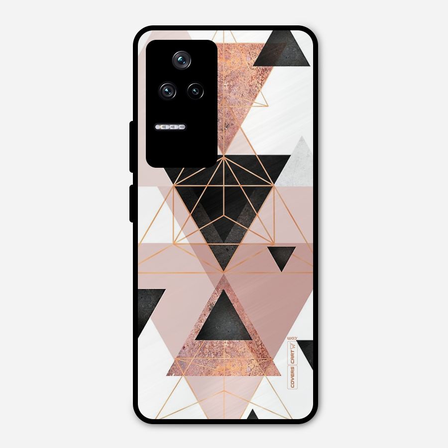 Abstract Rose Gold Triangles Metal Back Case for Poco F4 5G