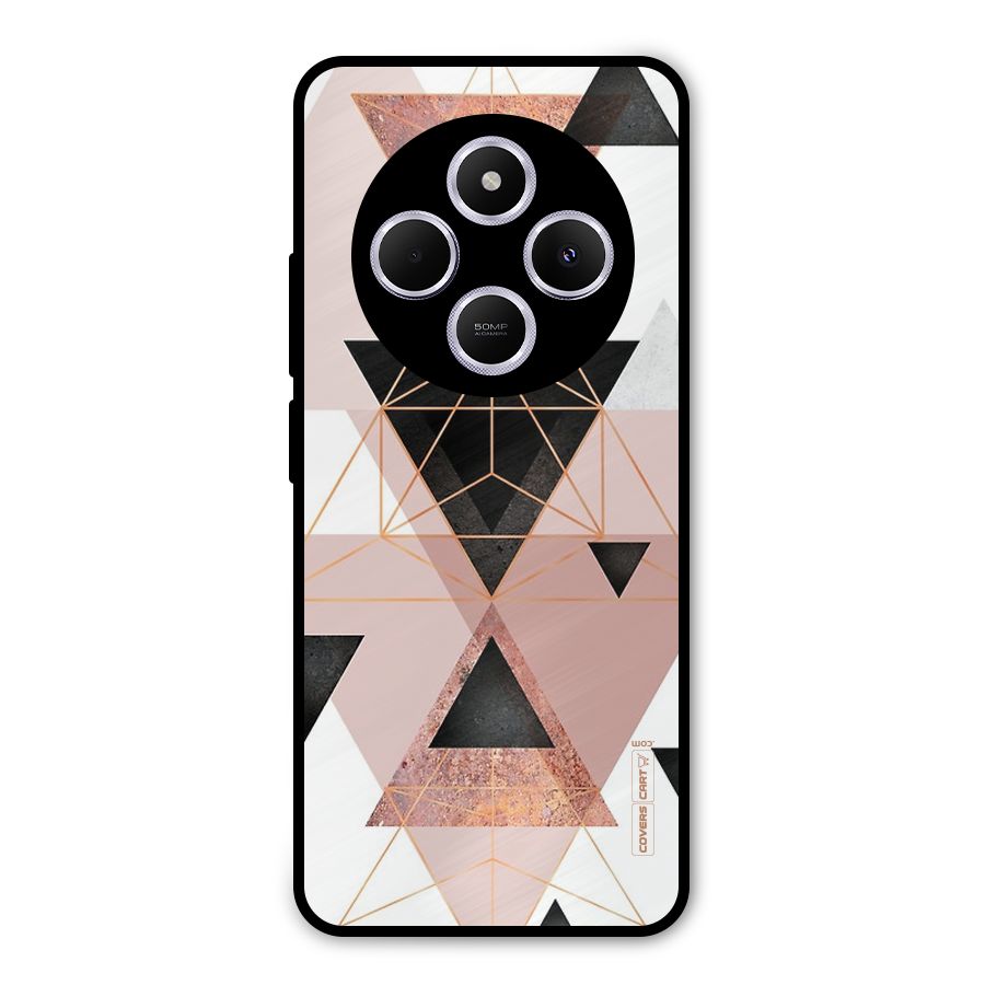 Abstract Rose Gold Triangles Metal Back Case for Poco M7