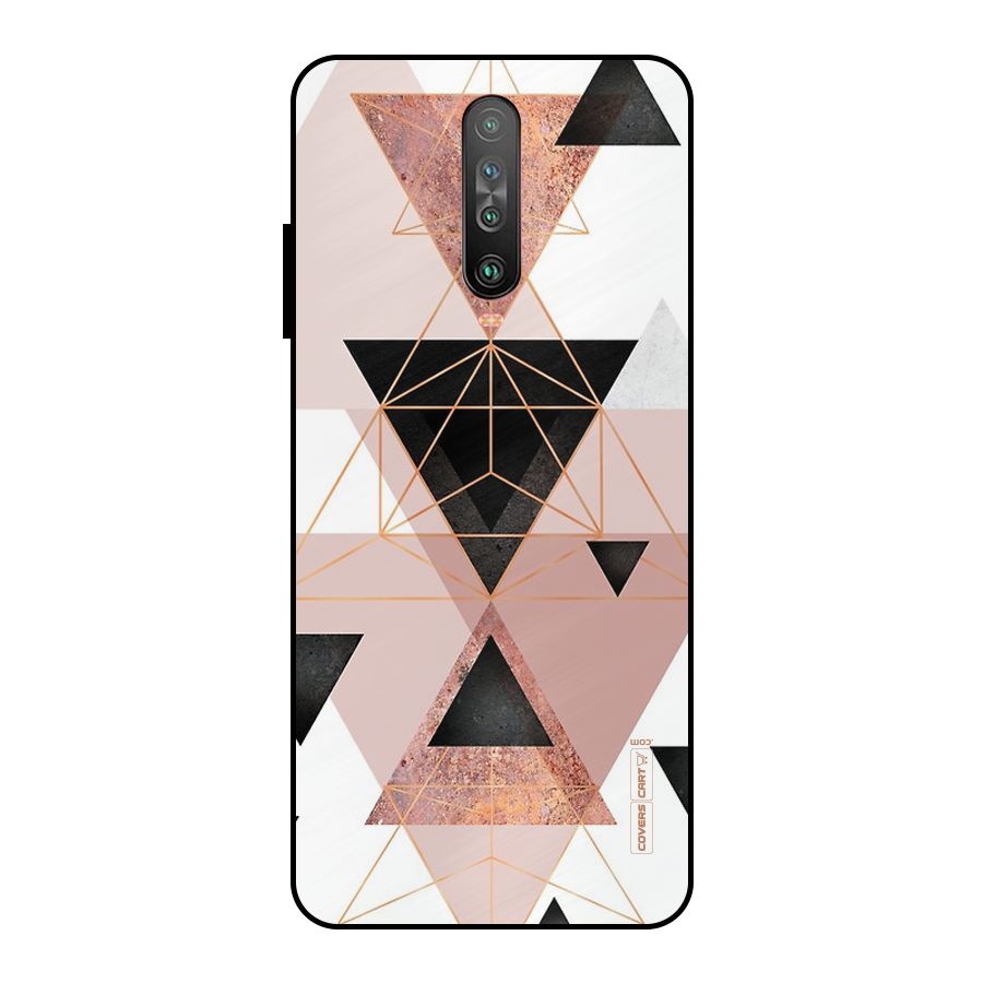 Abstract Rose Gold Triangles Metal Back Case for Poco X2
