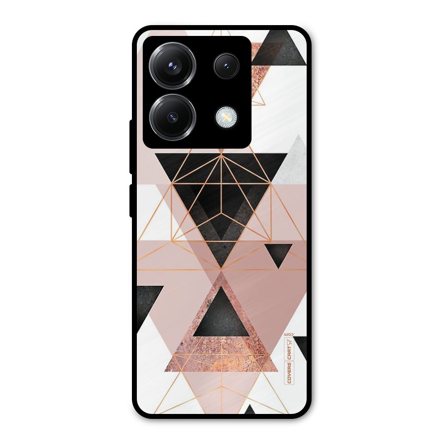 Abstract Rose Gold Triangles Metal Back Case for Poco X6
