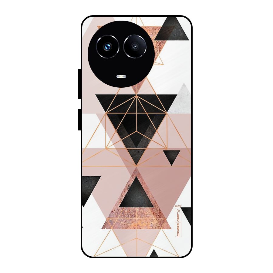 Abstract Rose Gold Triangles Metal Back Case for Realme 11X
