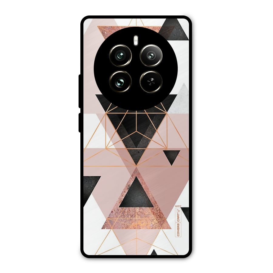 Abstract Rose Gold Triangles Metal Back Case for Realme 12 Pro