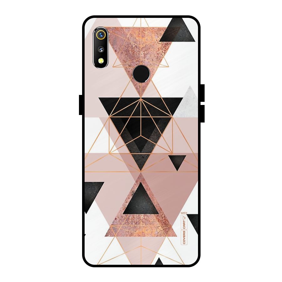 Abstract Rose Gold Triangles Metal Back Case for Realme 3