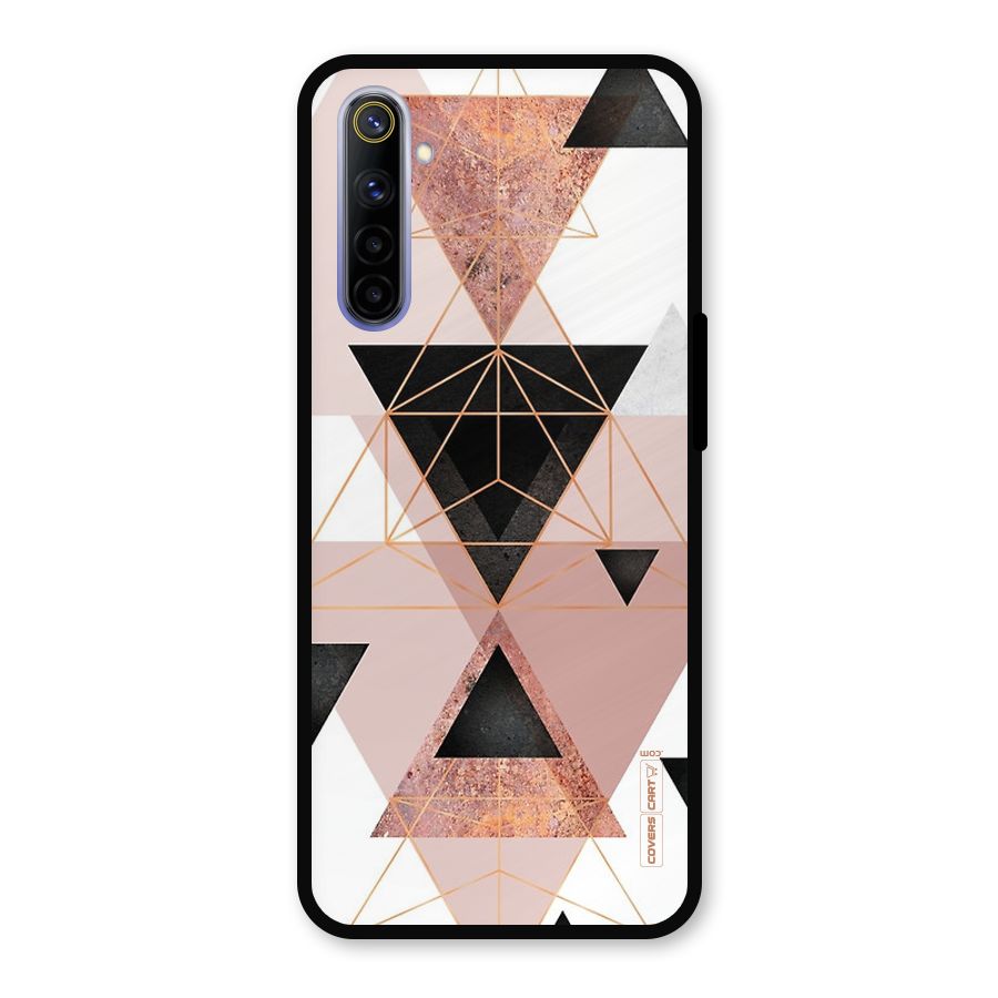 Abstract Rose Gold Triangles Metal Back Case for Realme 6