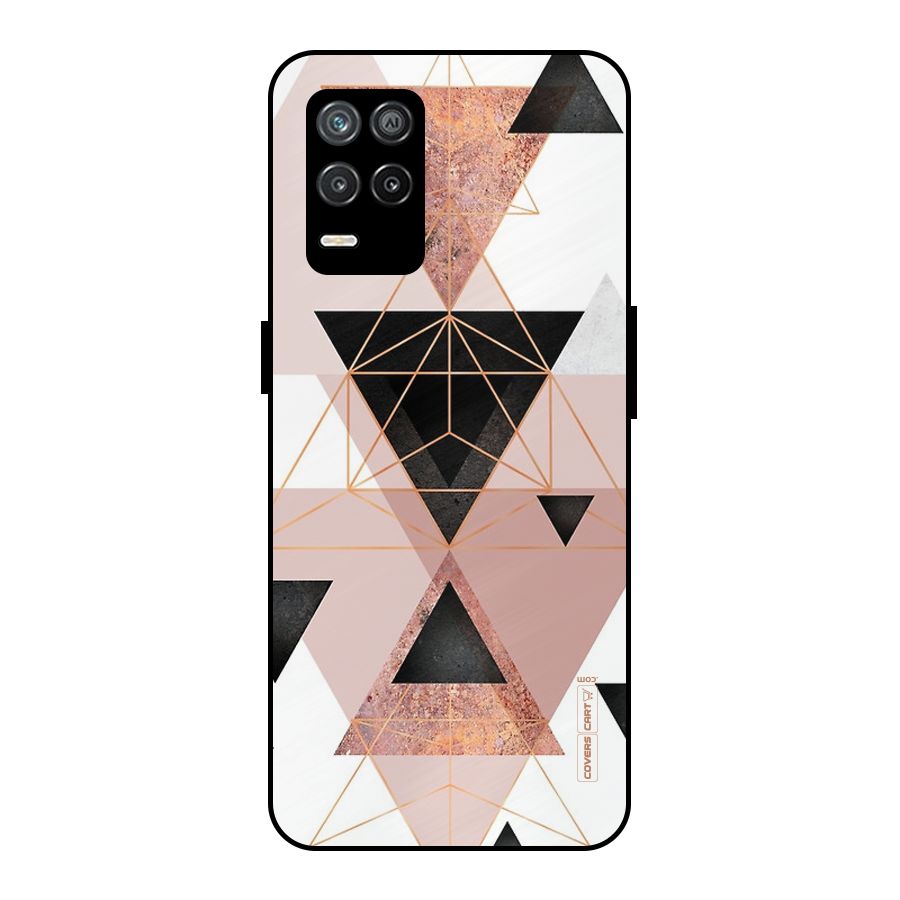 Abstract Rose Gold Triangles Metal Back Case for Realme 8s 5G