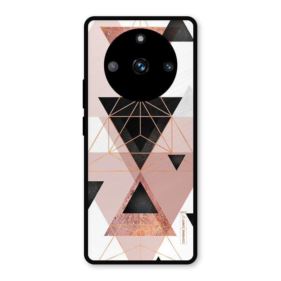 Abstract Rose Gold Triangles Metal Back Case for Realme Narzo 60 Pro