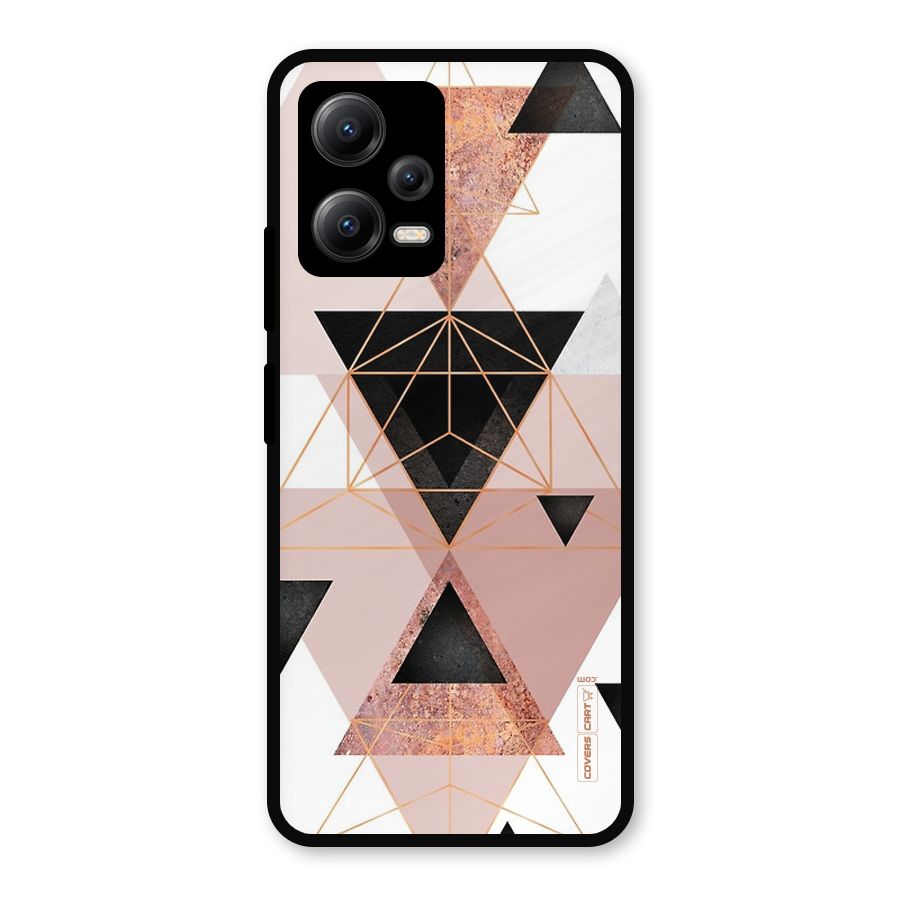 Abstract Rose Gold Triangles Metal Back Case for Redmi Note 12 5G