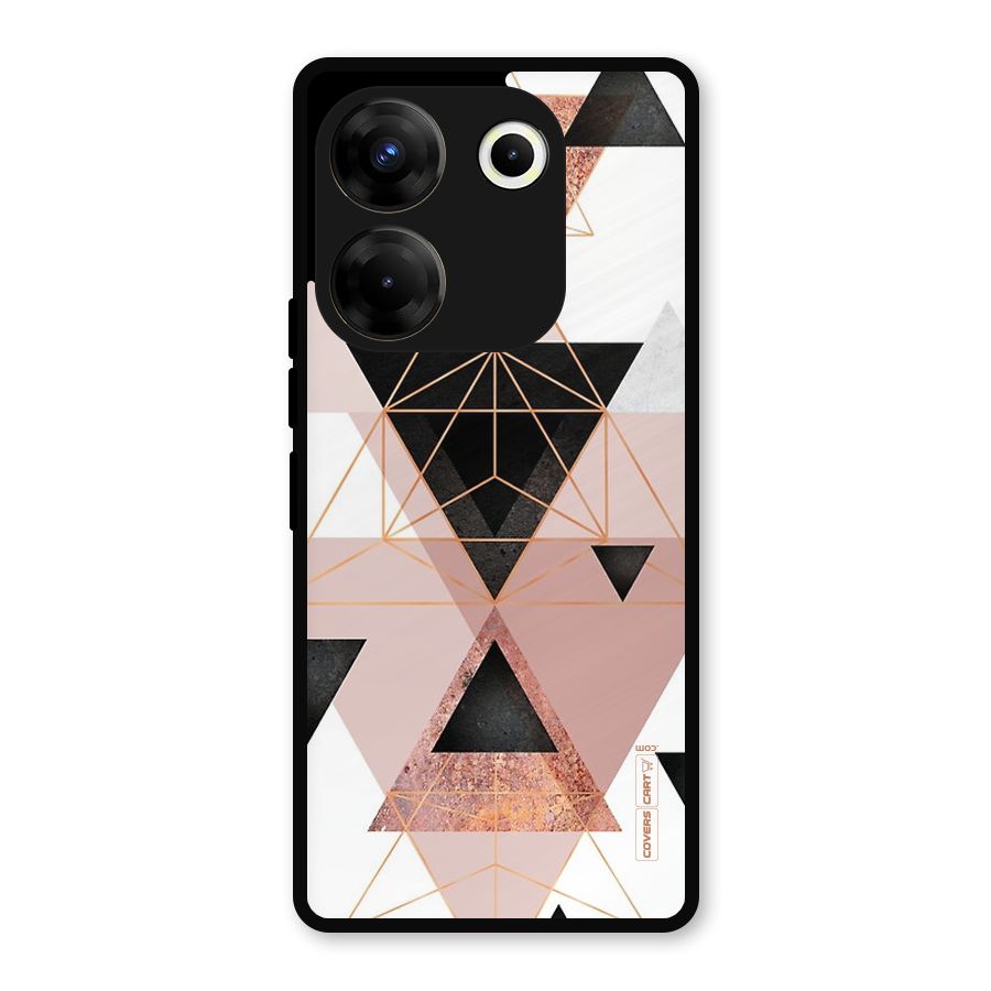 Abstract Rose Gold Triangles Metal Back Case for Tecno Camon 20 Pro