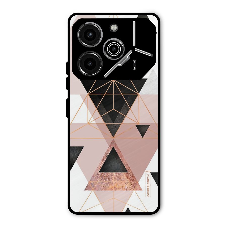 Abstract Rose Gold Triangles Metal Back Case for Tecno Pova 6 Pro