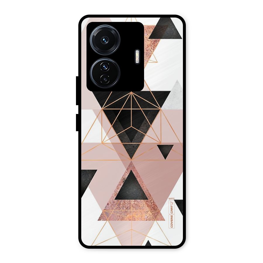 Abstract Rose Gold Triangles Metal Back Case for Vivo T1 Pro