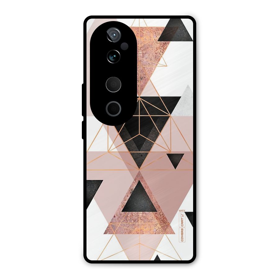 Abstract Rose Gold Triangles Metal Back Case for Vivo T3 Ultra