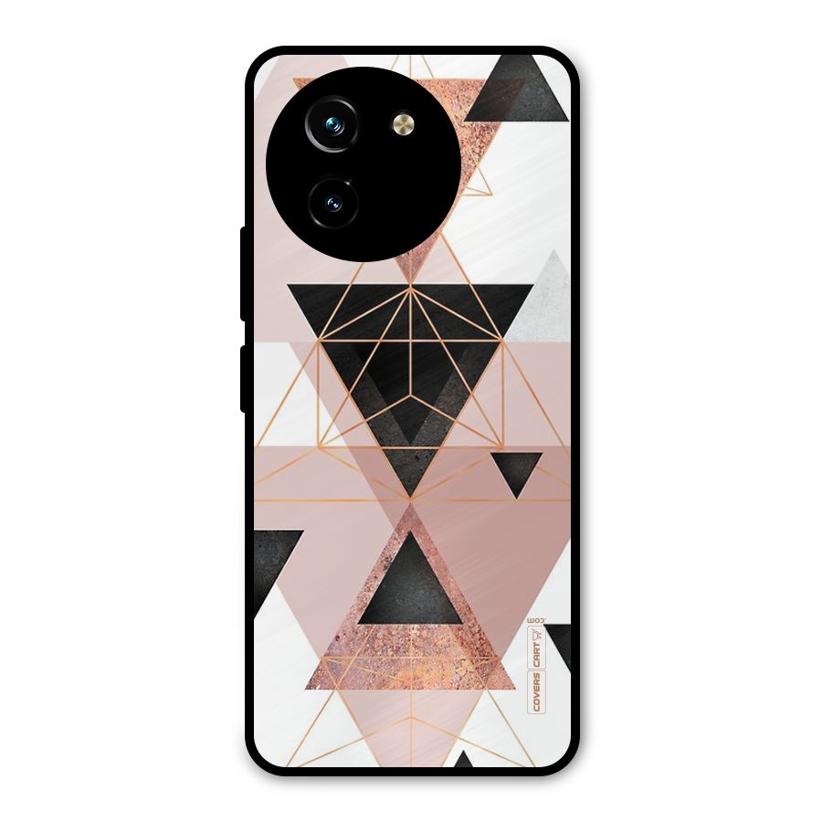 Abstract Rose Gold Triangles Metal Back Case for Vivo T3x