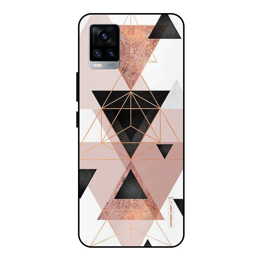 Abstract Rose Gold Triangles Metal Back Case for Vivo V20 2021