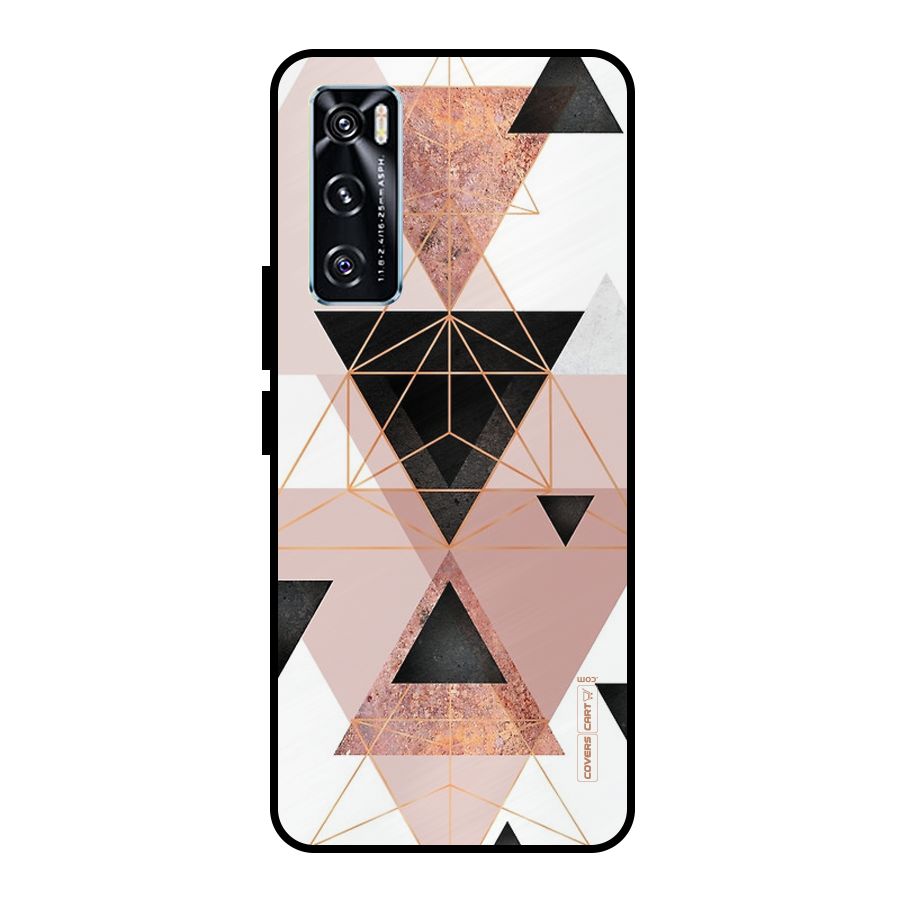 Abstract Rose Gold Triangles Metal Back Case for Vivo V20 SE
