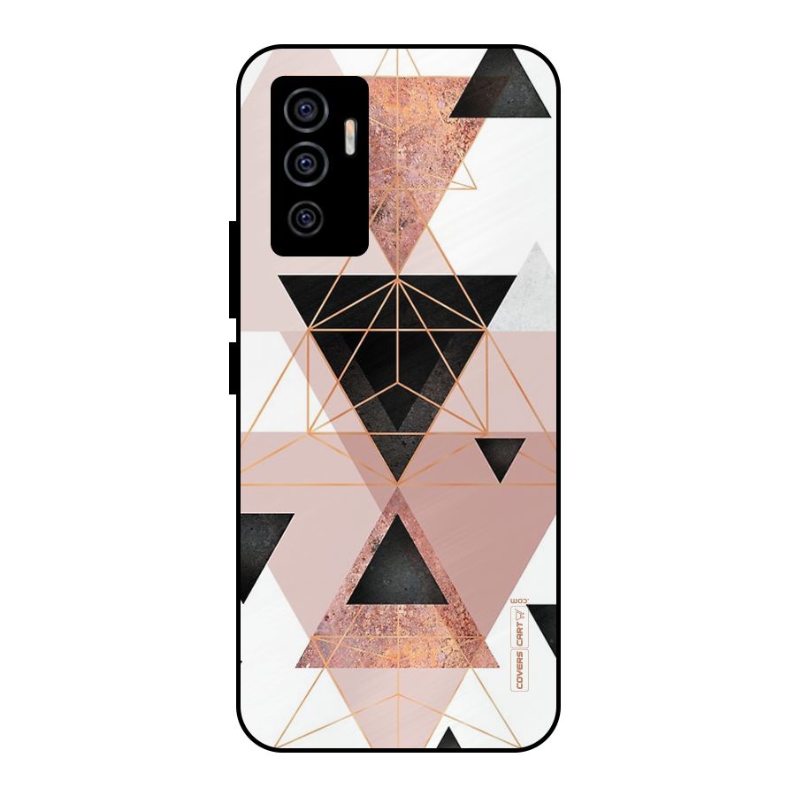 Abstract Rose Gold Triangles Metal Back Case for Vivo V23e