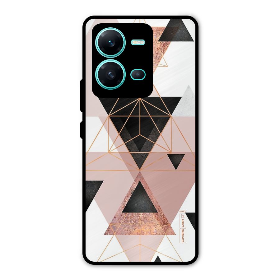 Abstract Rose Gold Triangles Metal Back Case for Vivo V25