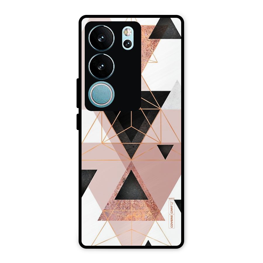 Abstract Rose Gold Triangles Metal Back Case for Vivo V29 Pro
