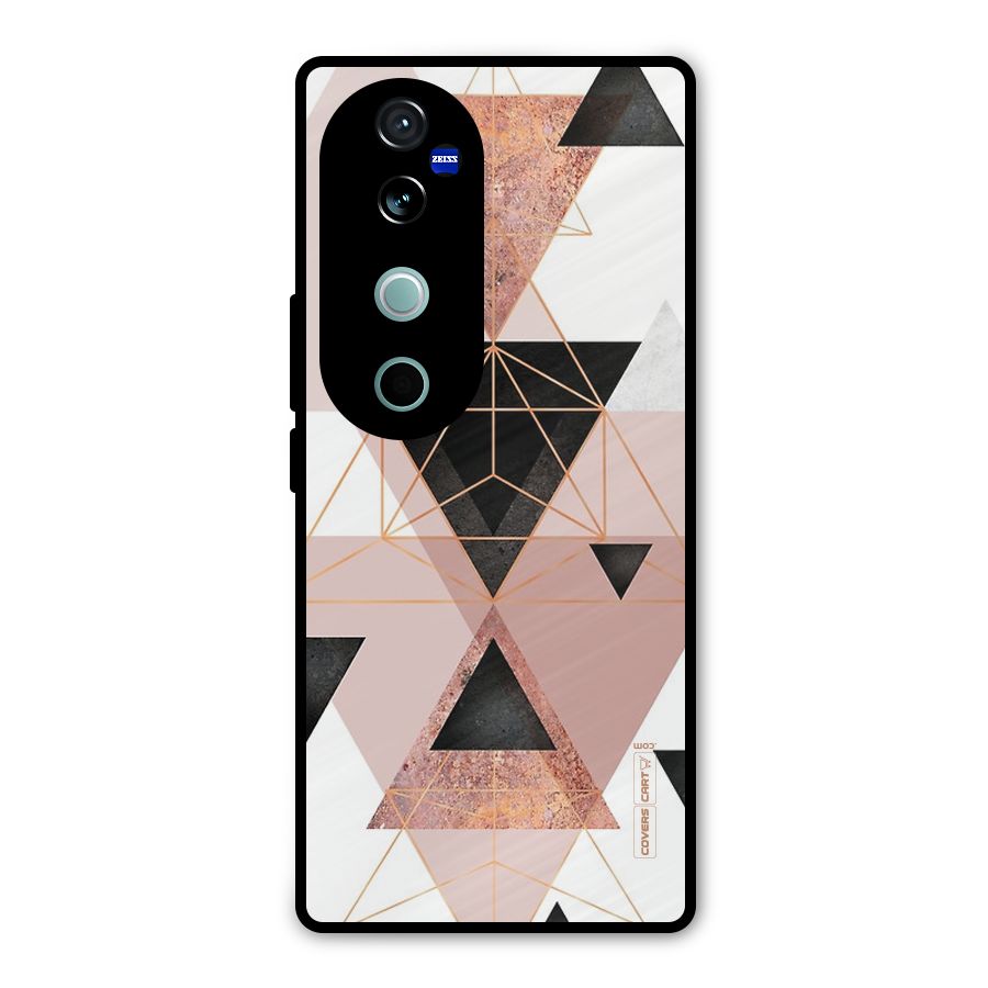 Abstract Rose Gold Triangles Metal Back Case for Vivo V40