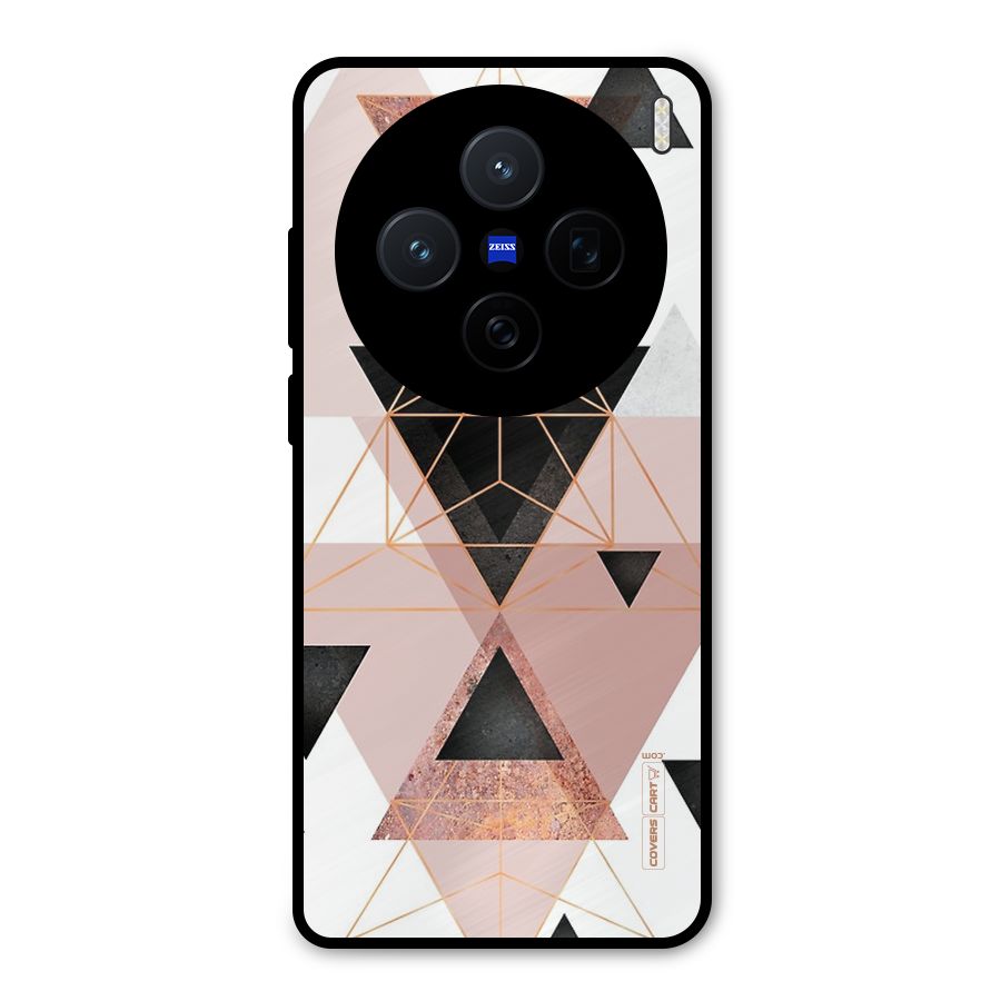 Abstract Rose Gold Triangles Metal Back Case for Vivo X200
