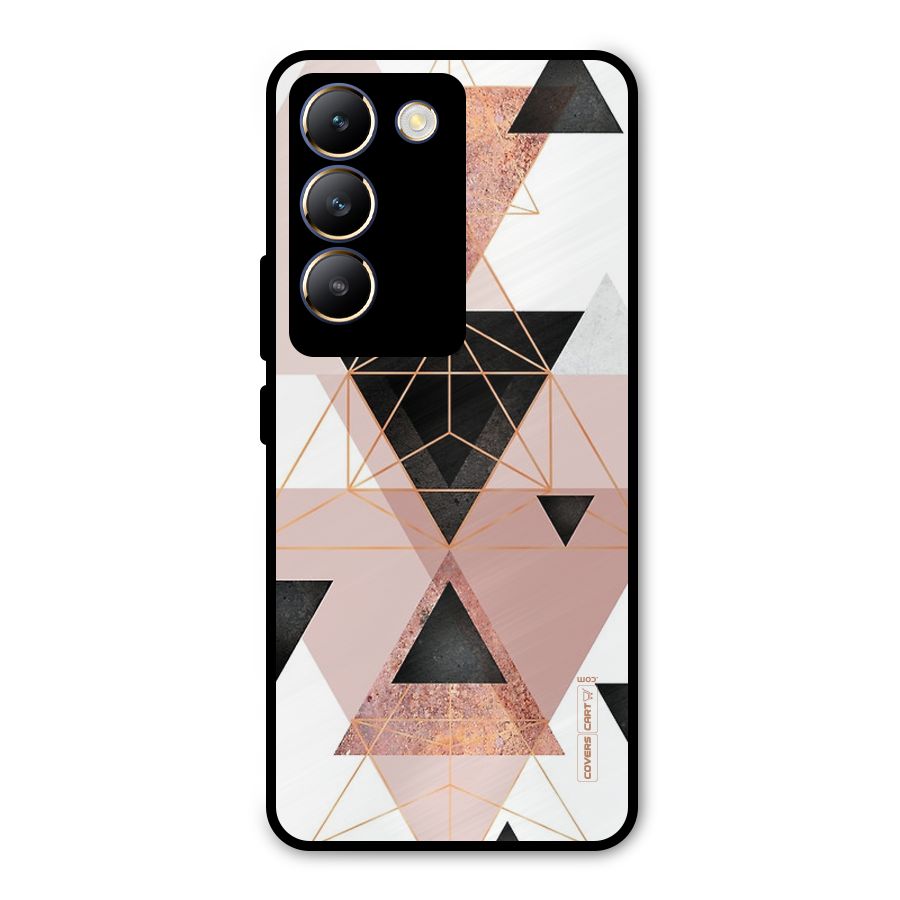 Abstract Rose Gold Triangles Metal Back Case for Vivo Y200e