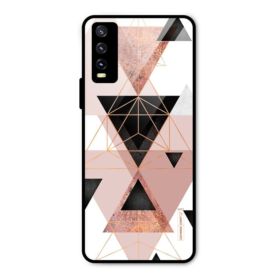 Abstract Rose Gold Triangles Metal Back Case for Vivo Y20g