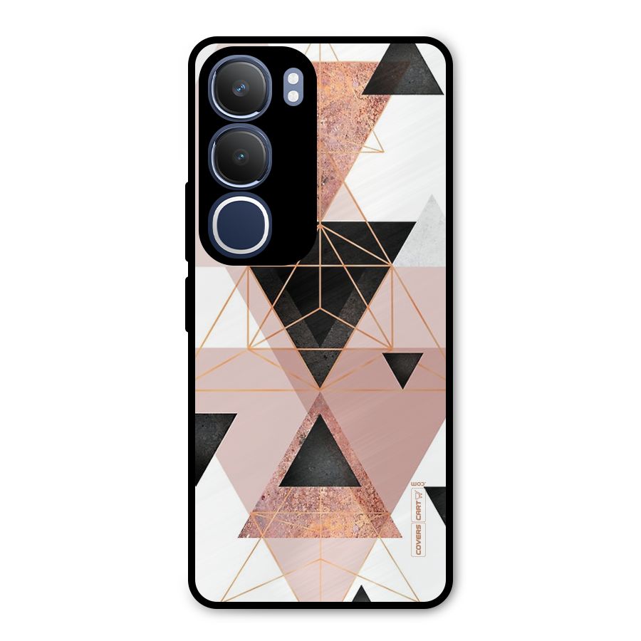 Abstract Rose Gold Triangles Metal Back Case for Vivo Y29