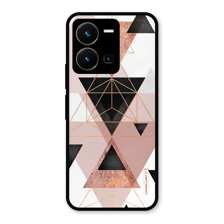 Abstract Rose Gold Triangles Metal Back Case for Vivo Y35