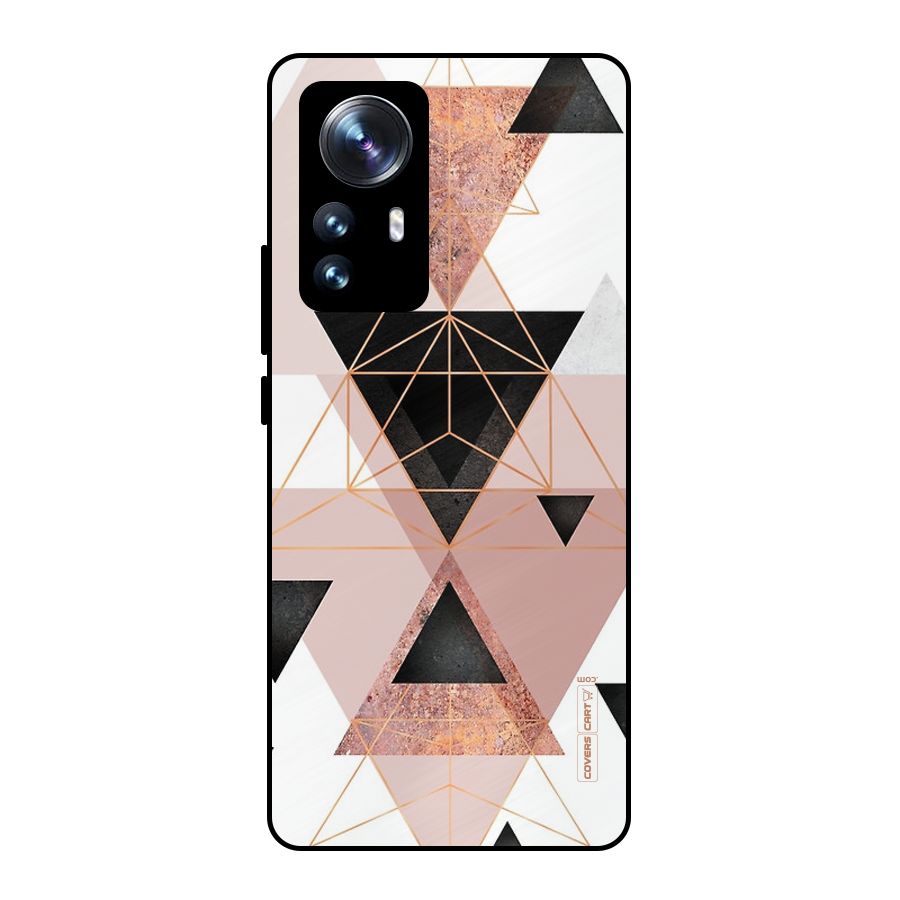 Abstract Rose Gold Triangles Metal Back Case for Xiaomi 12 Pro