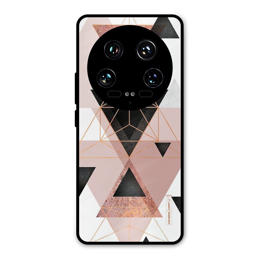 Abstract Rose Gold Triangles Metal Back Case for Xiaomi 14 Ultra