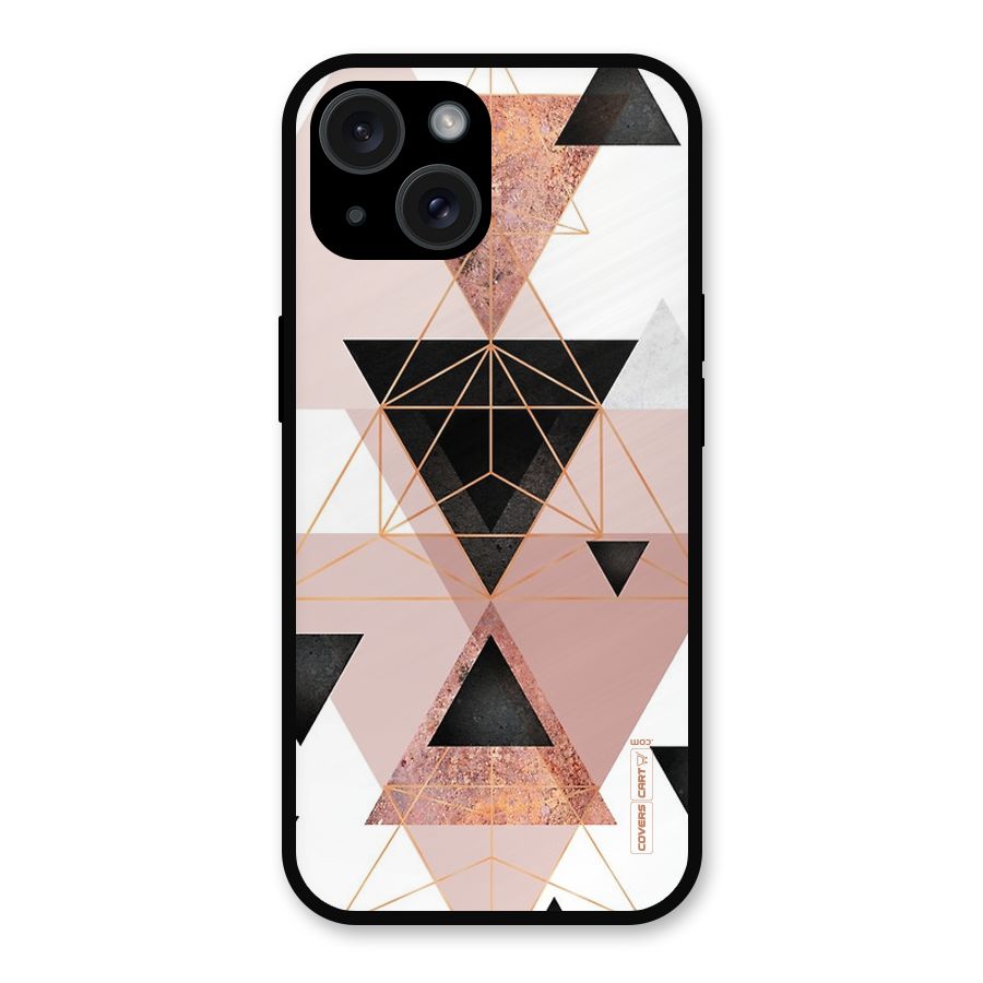 Abstract Rose Gold Triangles Metal Back Case for iPhone 15