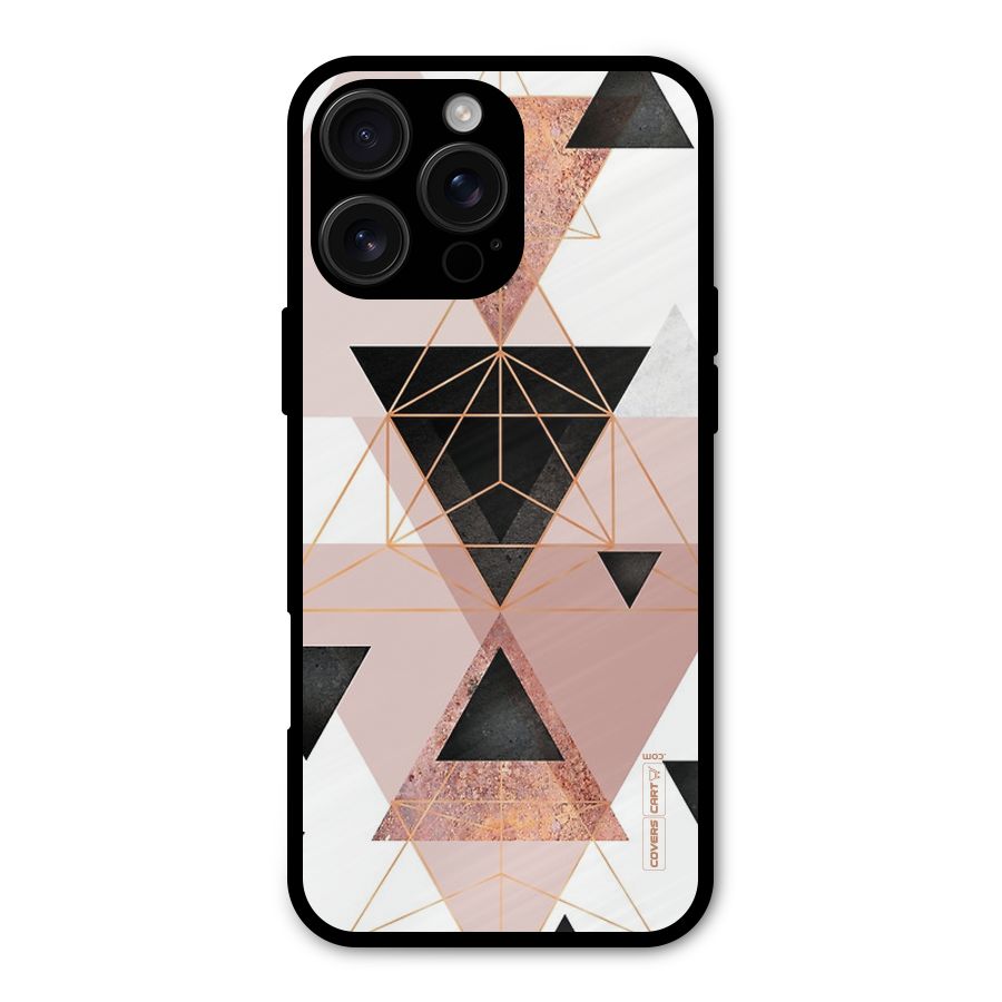 Abstract Rose Gold Triangles Metal Back Case for iPhone 16 Pro Max