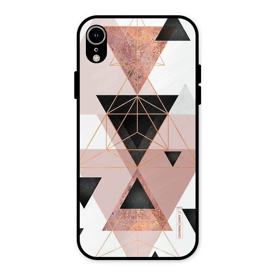 Abstract Rose Gold Triangles Metal Back Case for iPhone XR