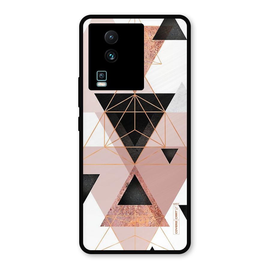Abstract Rose Gold Triangles Metal Back Case for iQOO Neo 7