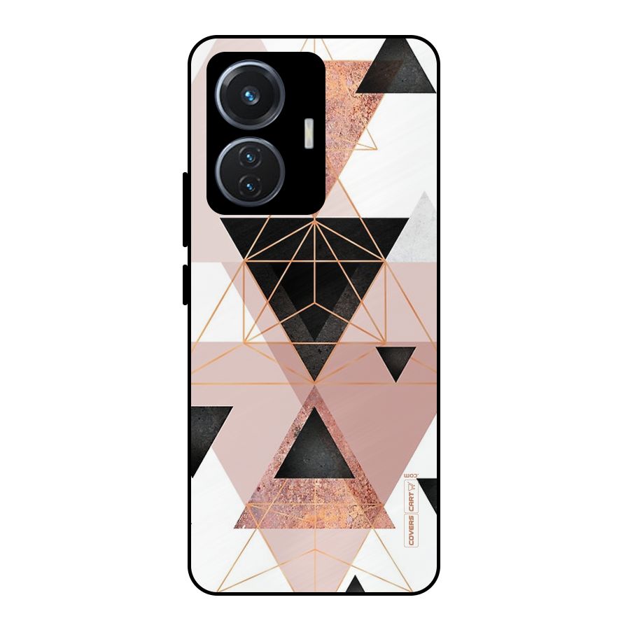 Abstract Rose Gold Triangles Metal Back Case for iQOO Z6 44W