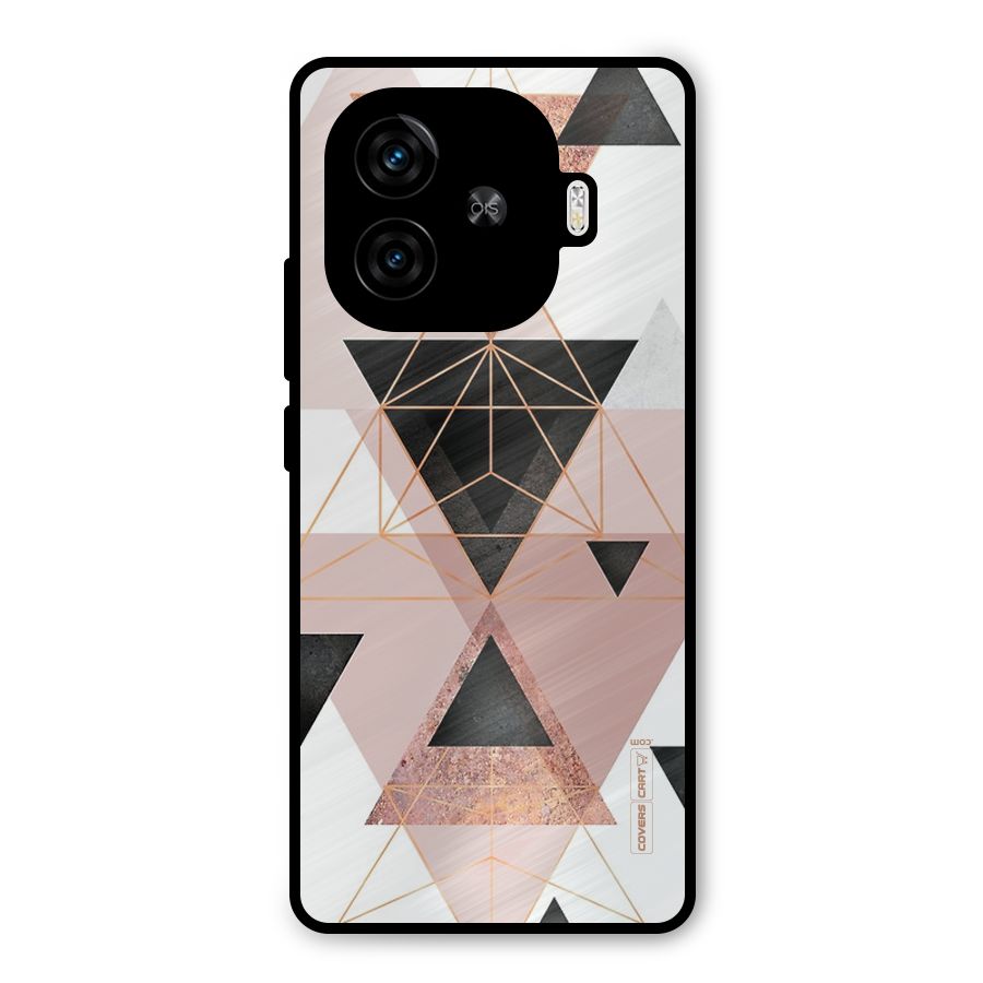 Abstract Rose Gold Triangles Metal Back Case for iQOO Z9 Turbo