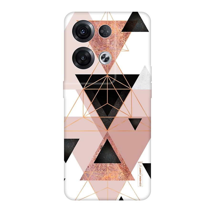 Abstract Rose Gold Triangles Original Polycarbonate Back Case for Oppo Reno8 Pro 5G