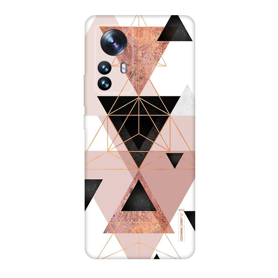 Abstract Rose Gold Triangles Original Polycarbonate Back Case for Xiaomi 12 Pro