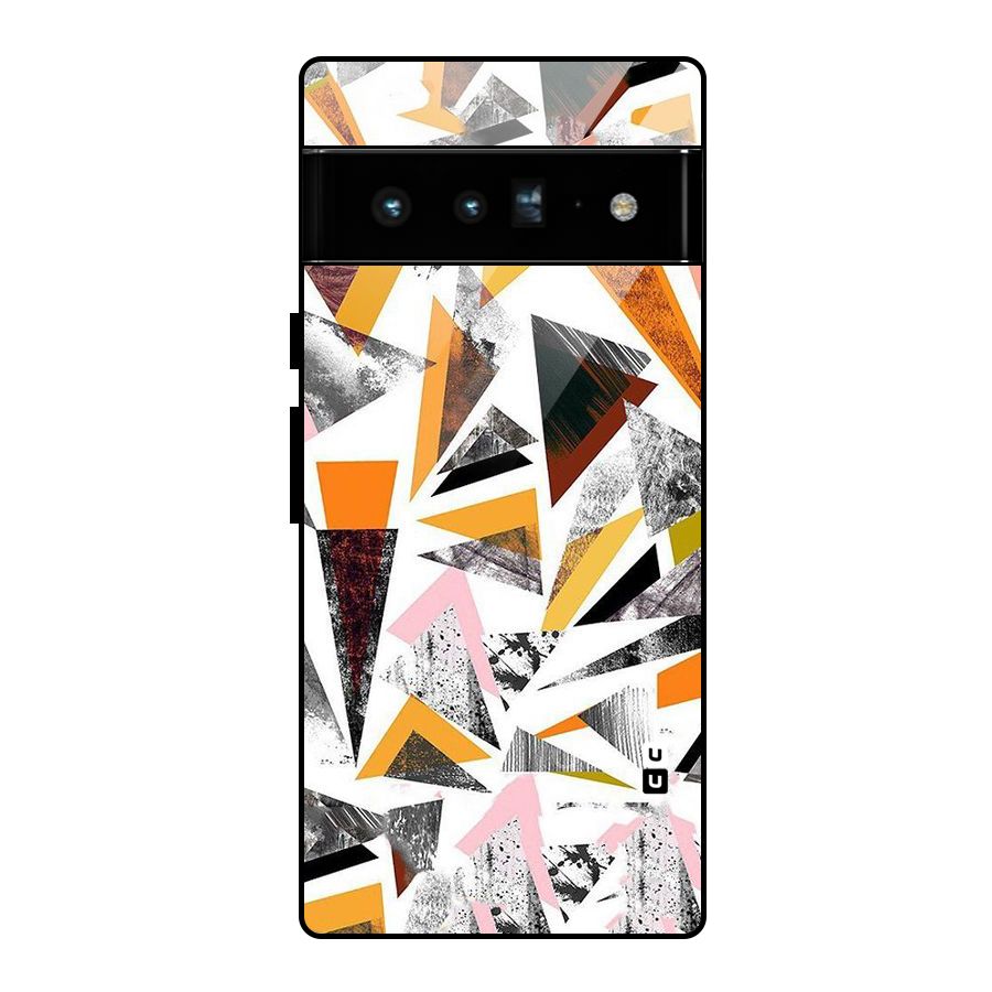 Abstract Sketchy Triangles Glass Back Case for Google Pixel 6 Pro