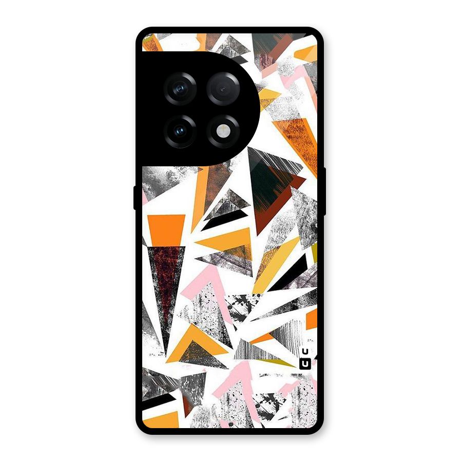 Abstract Sketchy Triangles Glass Back Case for OnePlus 11R