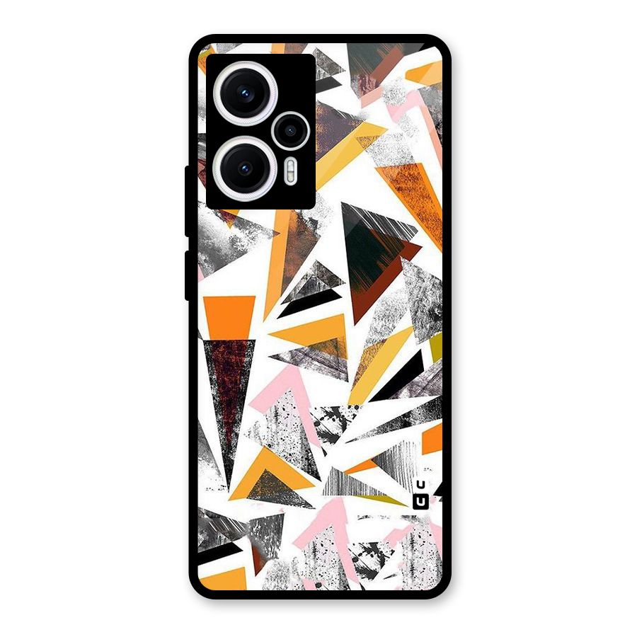Abstract Sketchy Triangles Glass Back Case for Poco F5