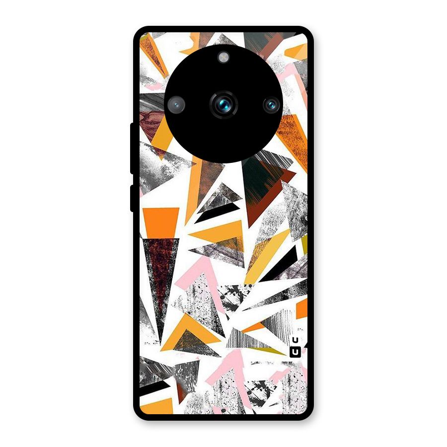 Abstract Sketchy Triangles Glass Back Case for Realme 11 Pro