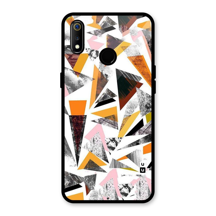 Abstract Sketchy Triangles Glass Back Case for Realme 3